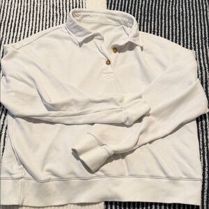 Vuori White Collared Pullover Sweatshirt